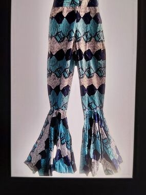 Standout Summer Blue Patterned Flare Pantsuit Jumpsuit
